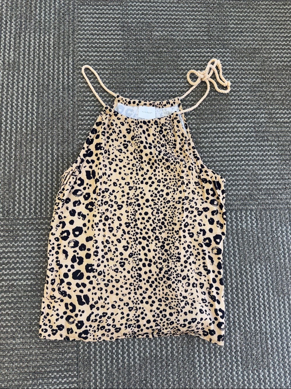 Sundays Leopard Print High Neck Tank, size S